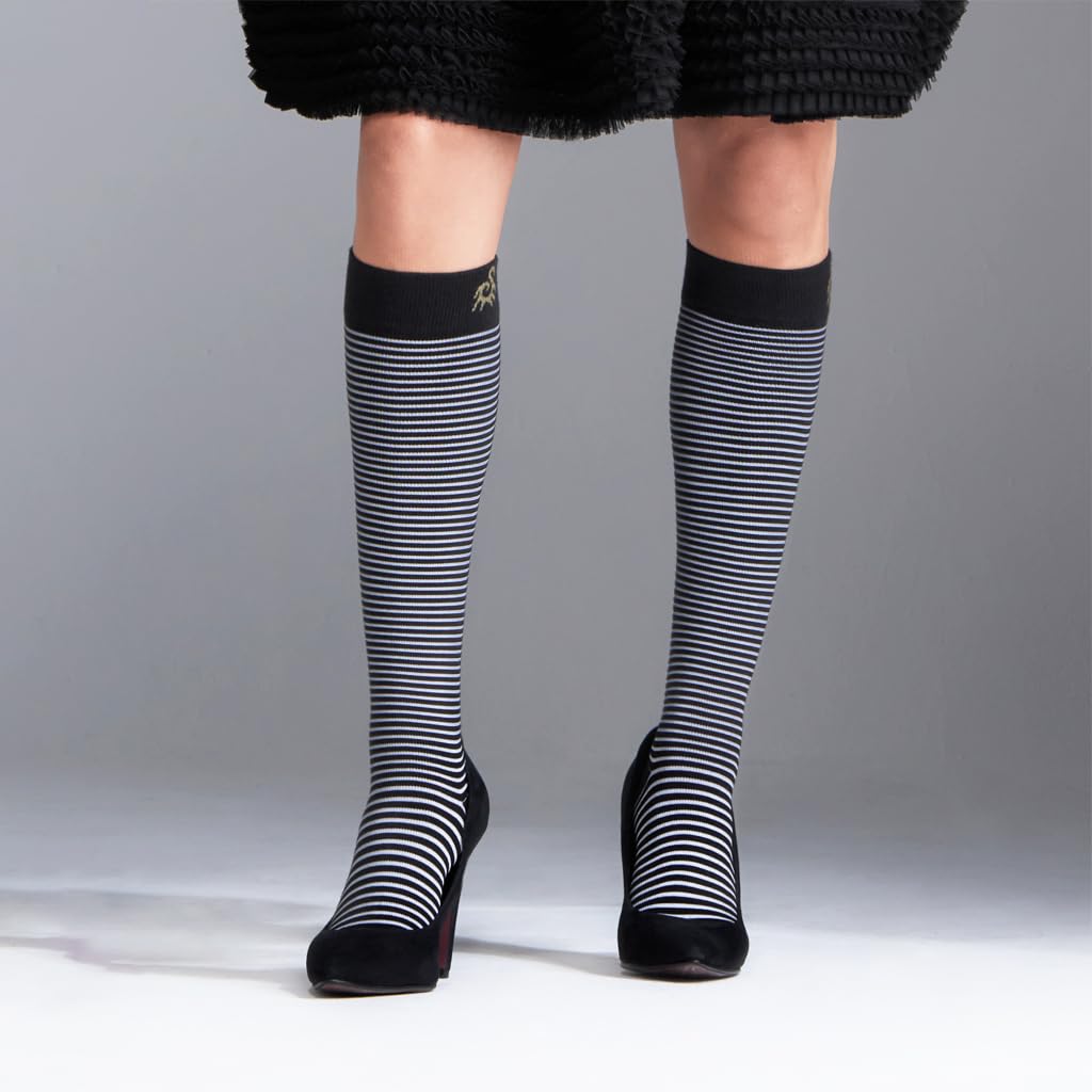 SOLIDEA Gambaletti STRIPE GAME POLARIS, Colore NERO, Calze a compressione graduata 15/21 mmHg Art. 0628A0