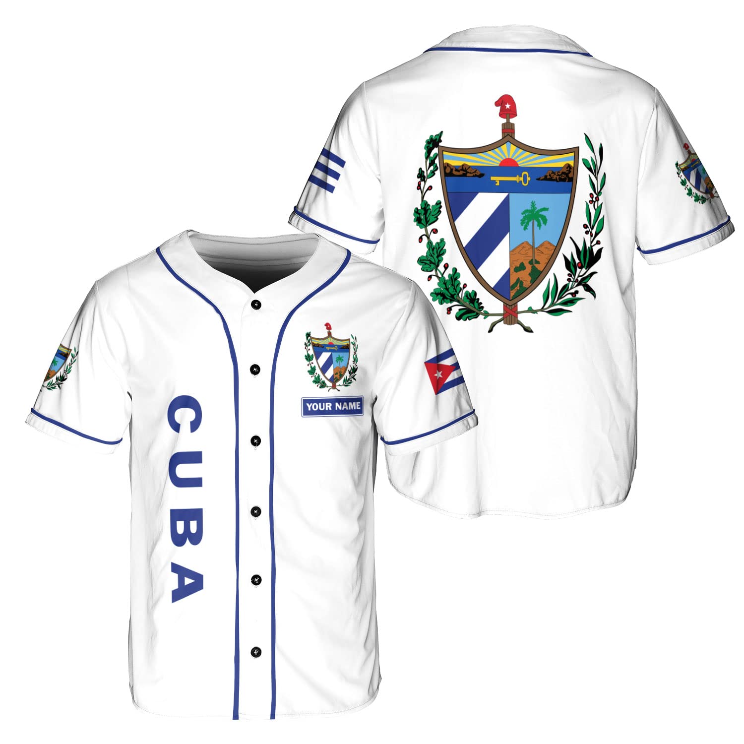 Personalized Cuba Baseball Jersey Shirt, Cuba Flag Jersey, Cuban Jersey for Men and Women, Cuba USA Flag T Shirt (Style 8)