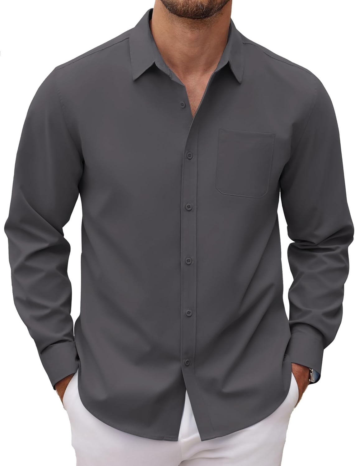 COOFANDY Men’s Long Sleeve Button Down Dress Shirts Casual Business Casual Shirt Wrinkle Free Untucked Shirts COOFANDY Men’s Long Sleeve Button Down Dress Shirts Casual Business Casual Shirt Wrinkle Free Untucked Shirts