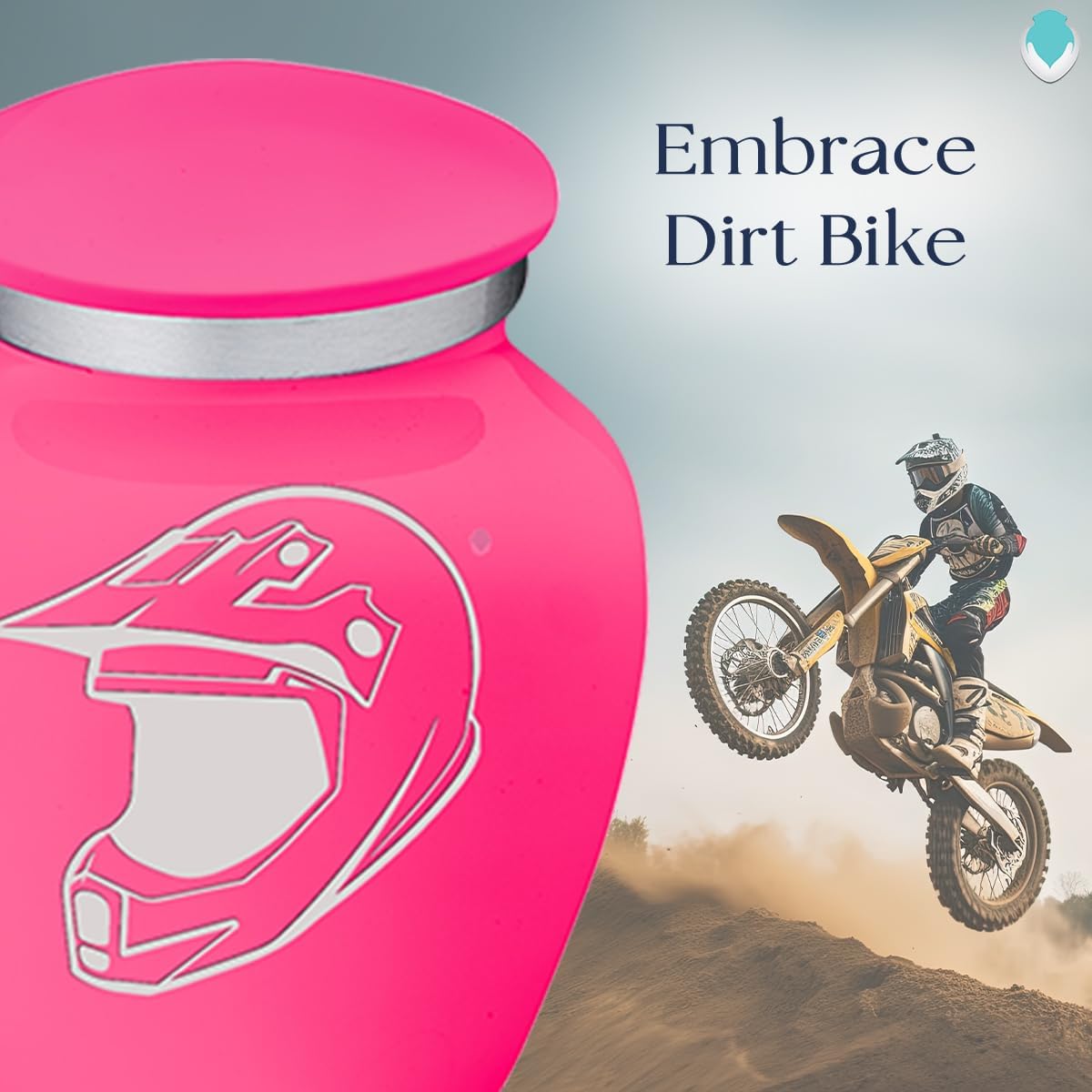 Geturns Embrace Keepsake Personalized Dirtbike Cremation Urns for Human Ashes I Bright Pink Funeral Urn for Men and Women with Double Side Engraving I 3.5 lbs