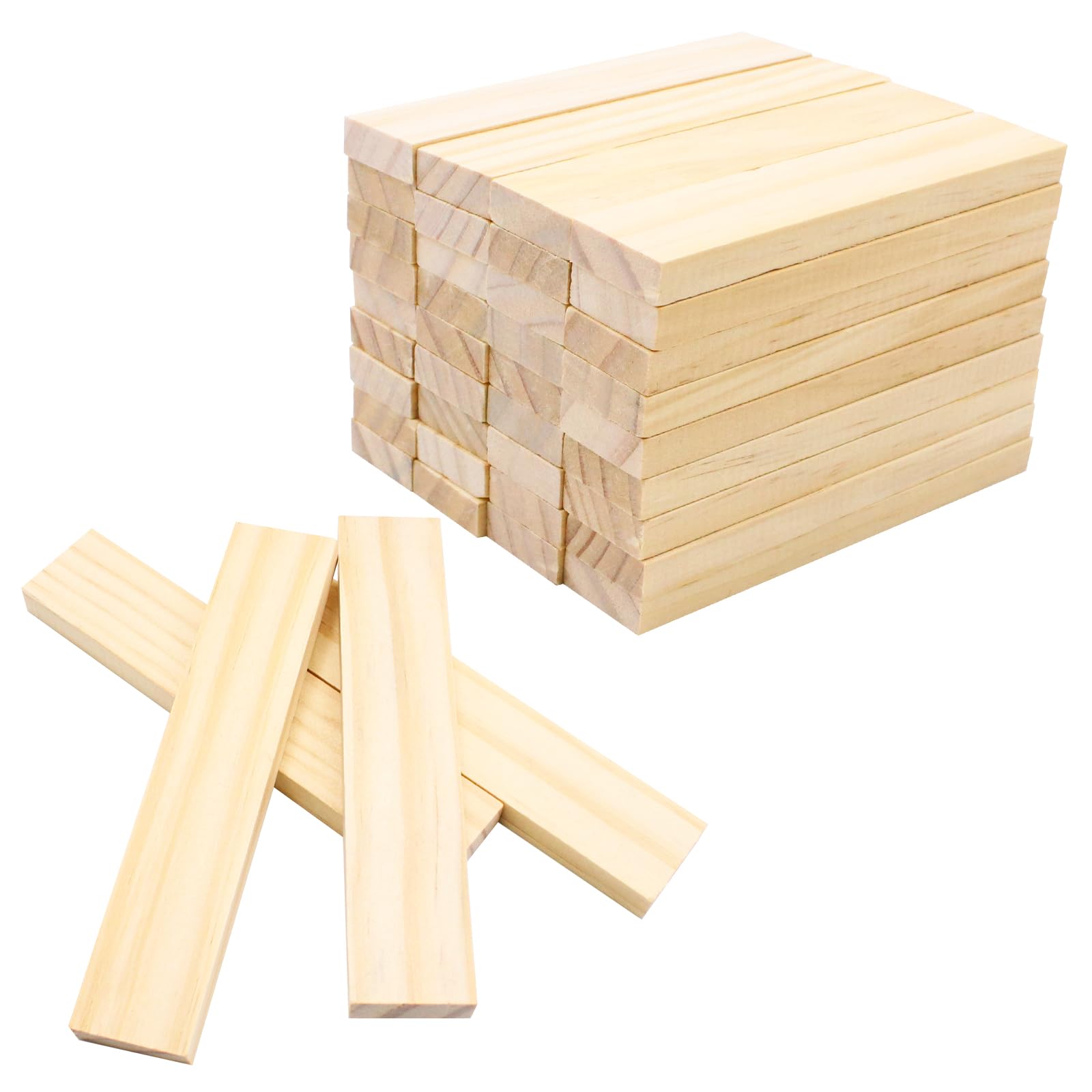 Lot de 40 blocs en bois de bricolage, 9,2 x 2 x 0,8 cm, pour travaux manuels, projets de bricolage, construction, décoration