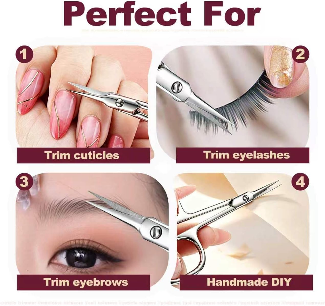 Professional Cuticle Scissors, Curved Blade Stainless Steel Manicure Scissors, Precision Sharp Beauty Scissors for Cuticle Trimming, Eyebrow, Eyelash & DIY Handcraft