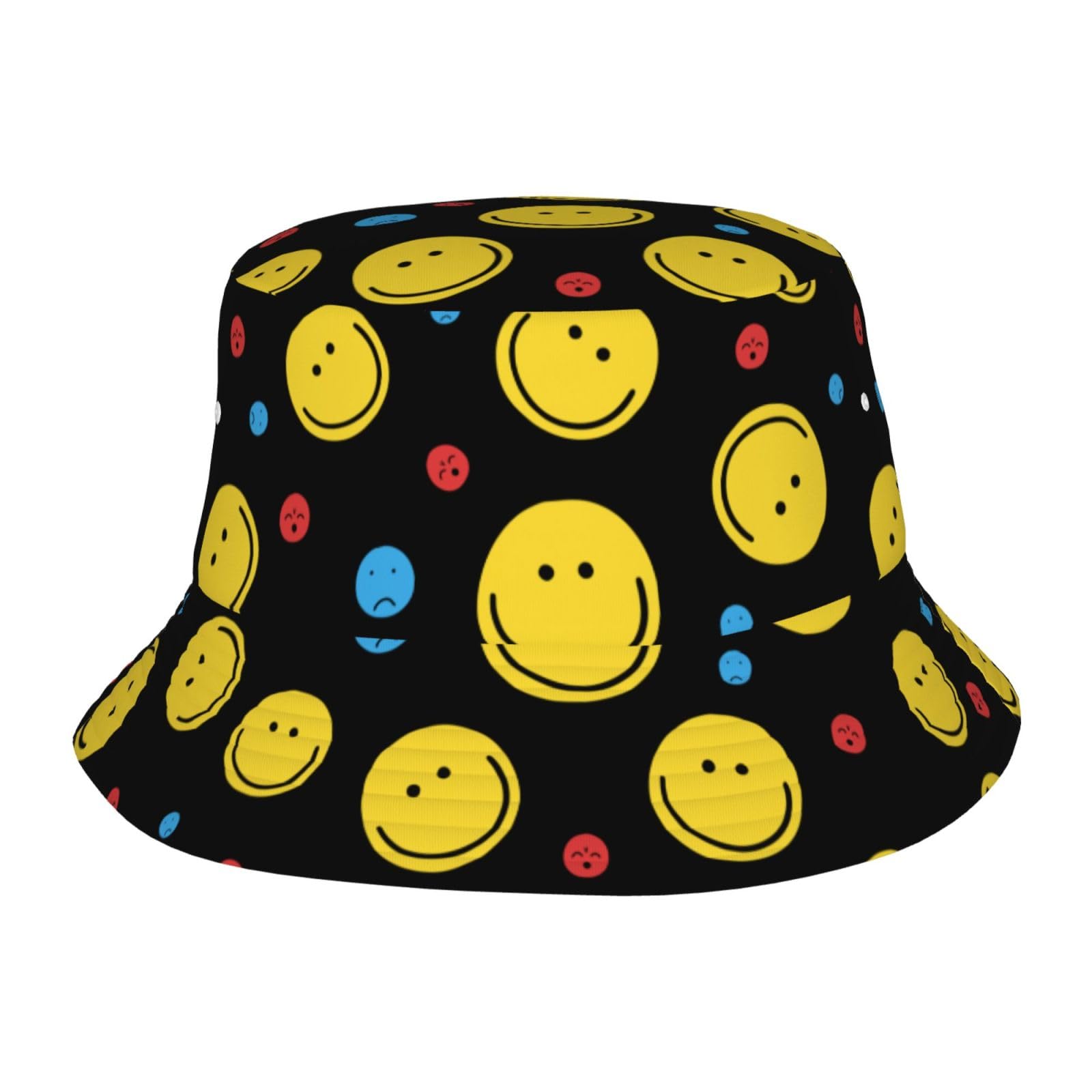 Smiley Face Bucket Hat Summer Beach Travel Hiking Fisherman Hat for Women Men