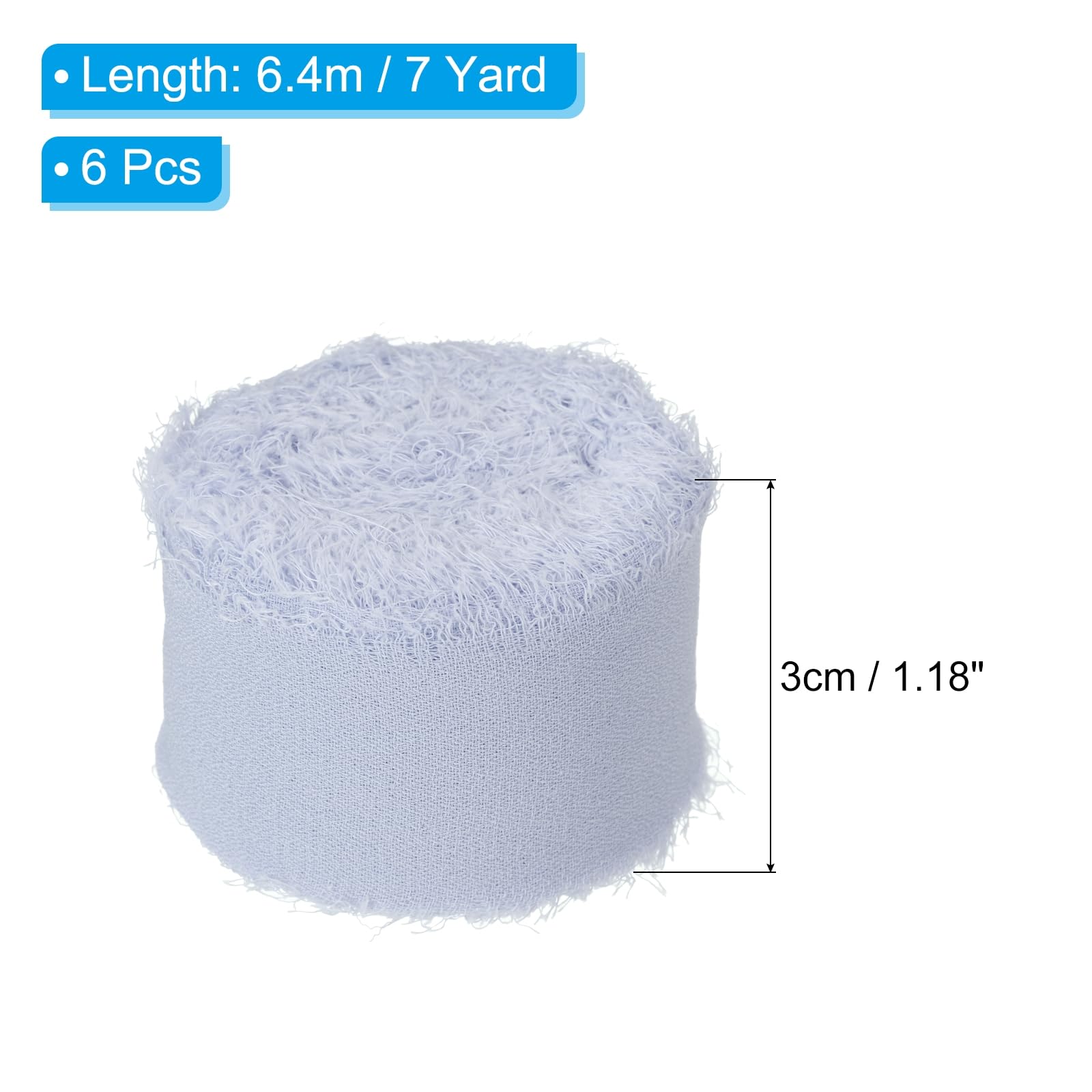 PATIKIL 1" x 7 Yards Chiffon Silk Ribbon, 6 Rolls Handmade Fringe Fabric for Wedding Invitations Bridal Bouquets - Image 2