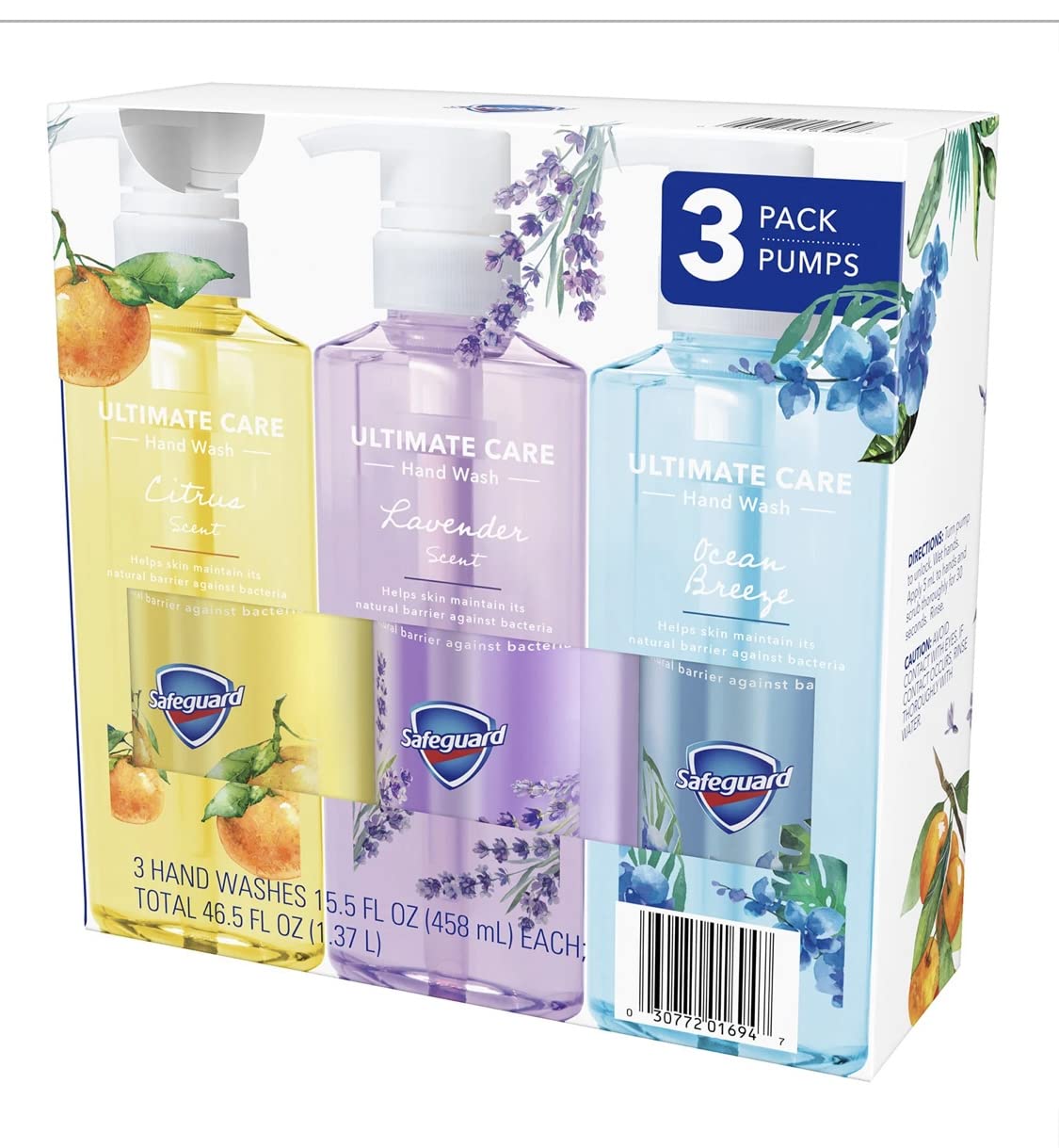 Safeguard 3-in-1 Ultimate Care Micellar Liquid Hand Soap, 3 Pack