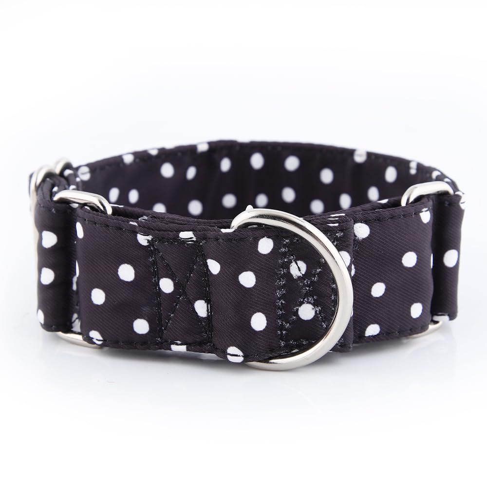 Snootiful Hound Padded Martingale Collar, Black & White Polka Dot, Ideal for Greyhounds Whippets - Image 3