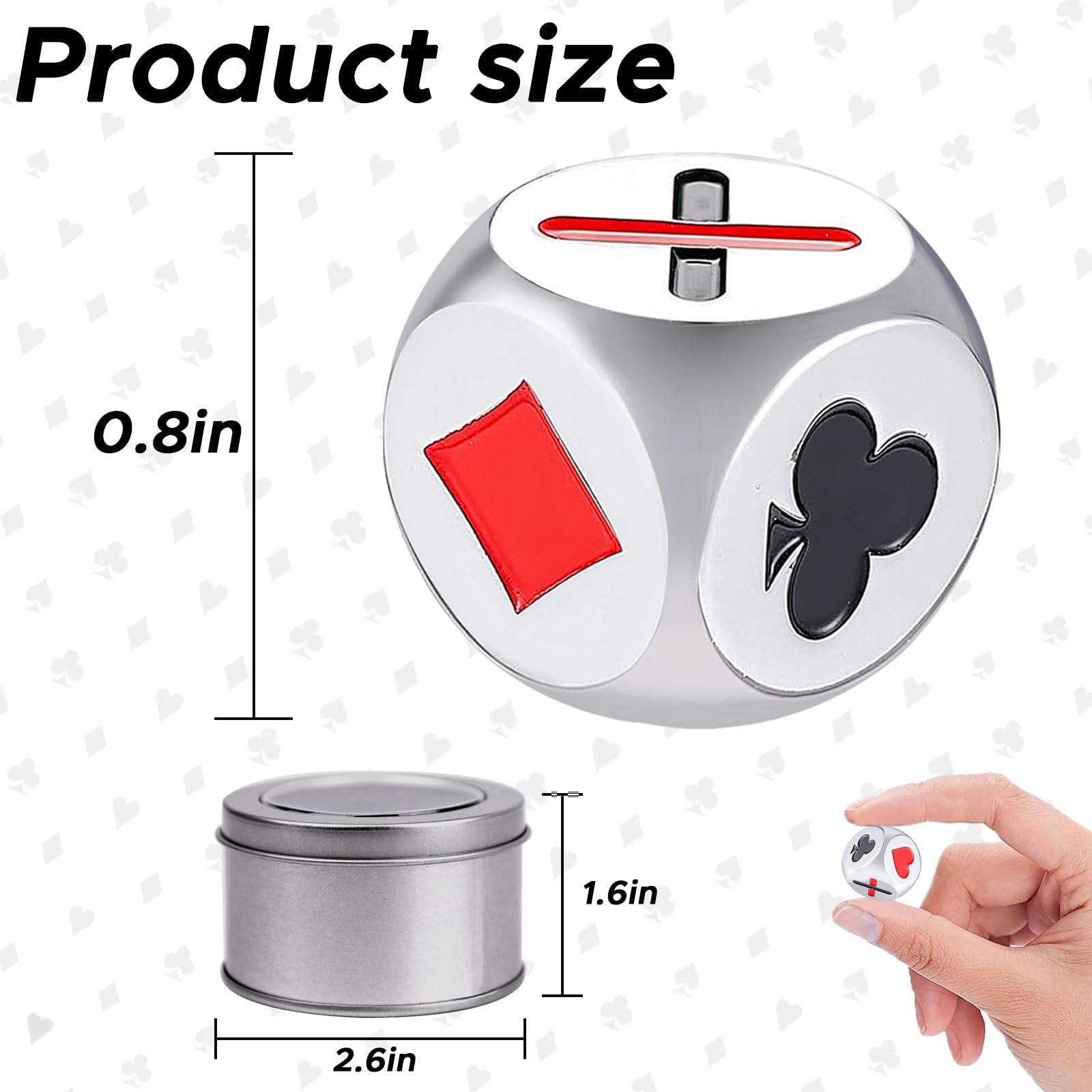 GDGJWL 2 Pack Zinc Alloy Euchre Cube Dice Set with Card Suits & Trump Markers - Durable Metal Game Dice for Euchre, Pinochle, Bridge, Pass The Pigs - Includes Portable Case & Cleaning Cloth