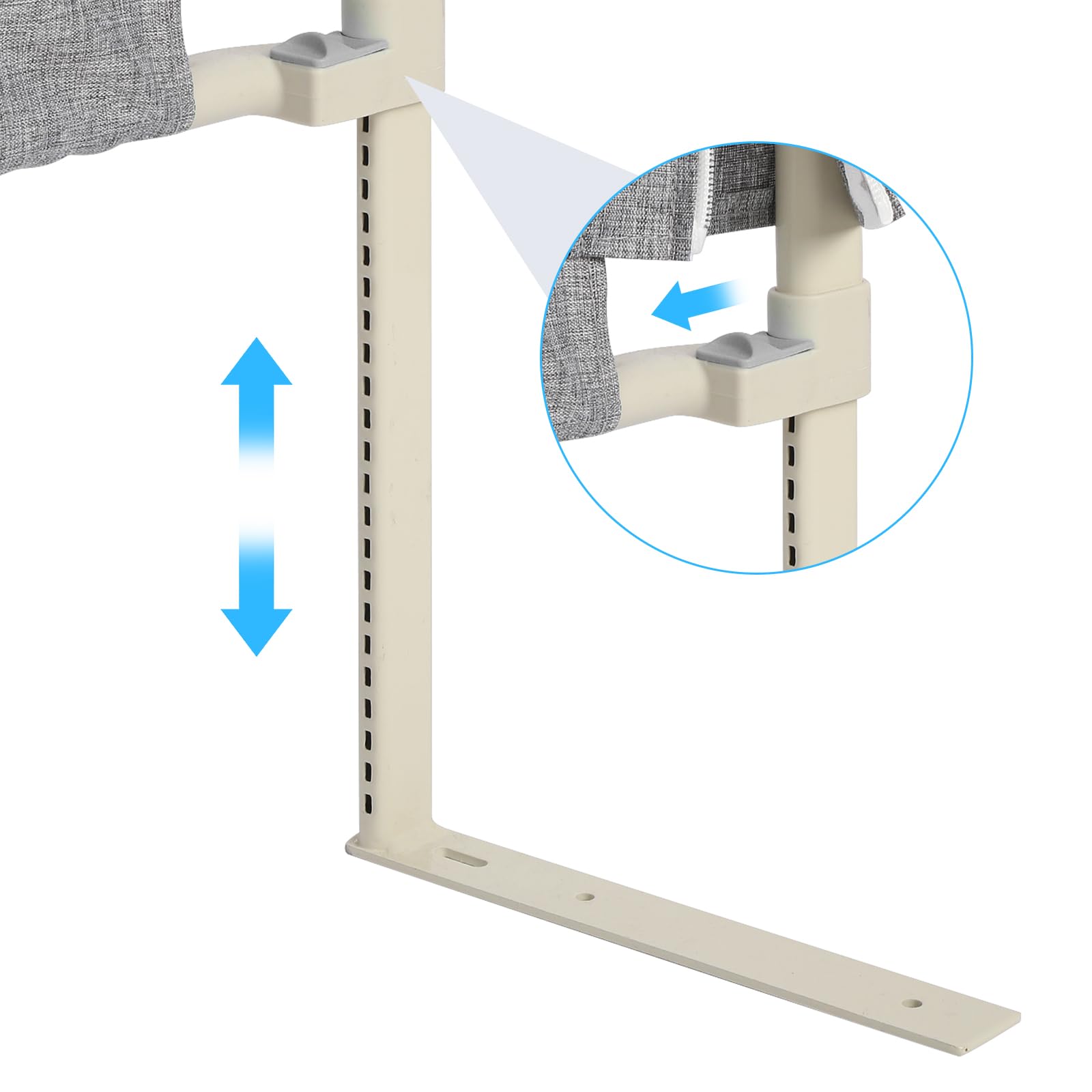Barrière de lit de 150/180/200 cm, Protection Contre Les Chutes, Réglable en Hauteur 70-105 cm, Barrière de lit pour Tout-Petits, Barrière de lit avec Filet aéré,Facile à Monter (200cm,Gris)