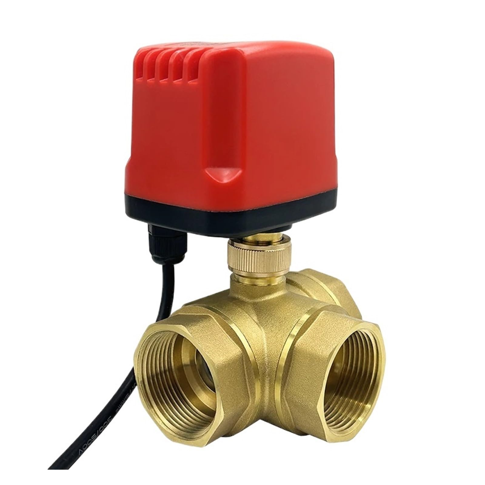 Flglqutsv L Type Electric Ball Valves, 1-1/4'' Cr02 3 Way Motorized Ball Valve 3-Wire 2 Control Brass(,12Vdc)