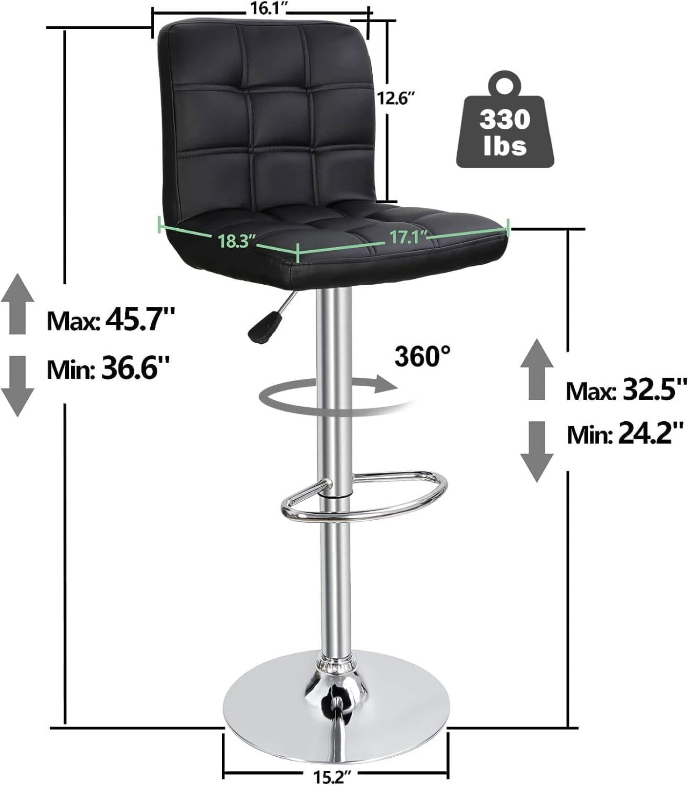 Amazon｜4脚セット 昇降式カウンターチェア バーチェア 360度回転 高さ