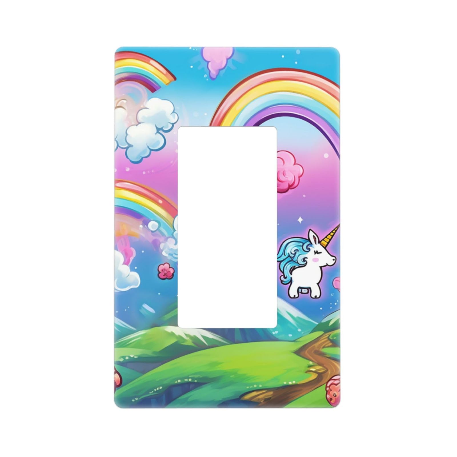 Rainbow Wall Plate Cover 1 Gang Light Switch Cover Decorative Single Duplex Wall Plates Standard Size Decorator Blank Electrical Switch Plate Cover for Electrical Outlets