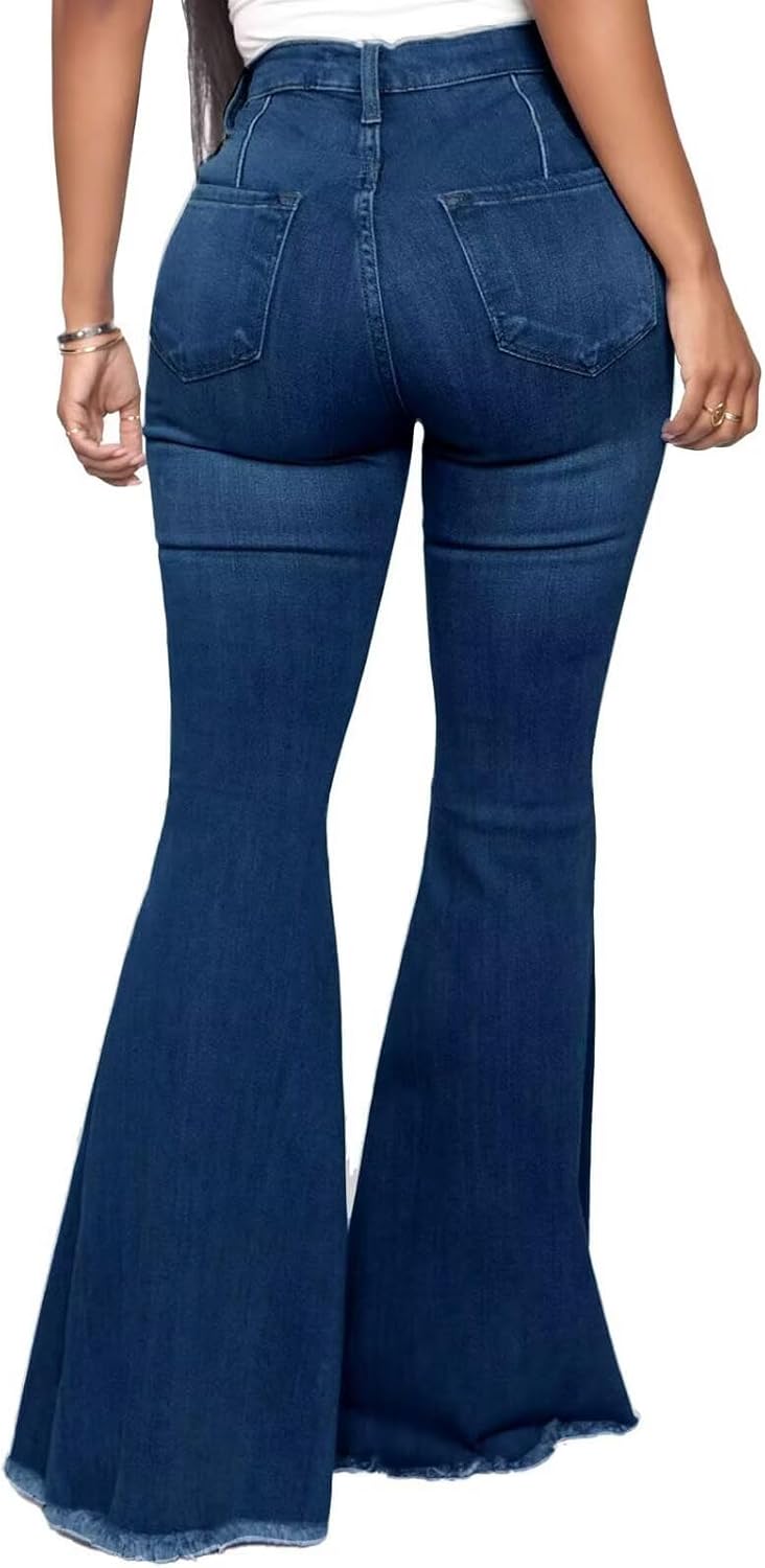 KDF Flare Jeans for Women Women’s Bootcut Bell Bottom Jeans High Waisted Stretch Slimming Bell Bottoms Jeans