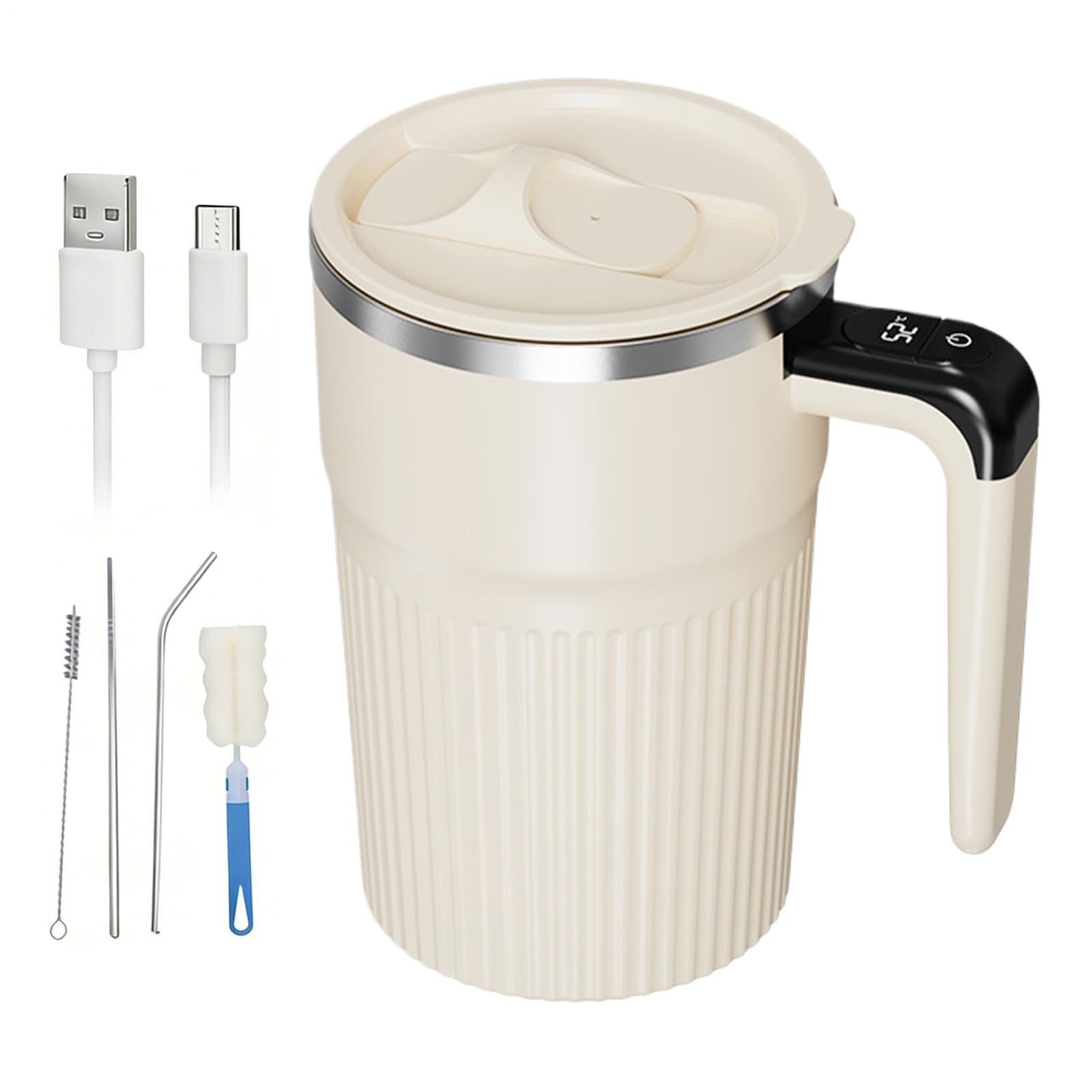 Taza de café con agitación automática recargable de 400 ml para leche