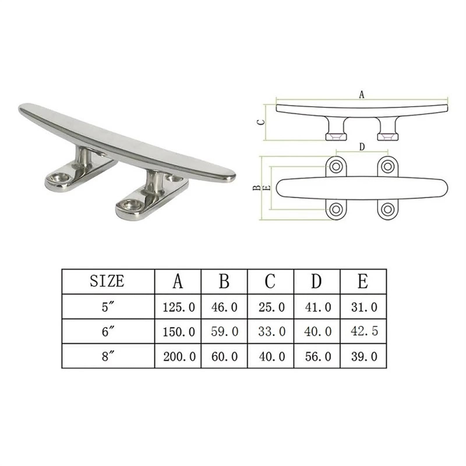 Łodzi Akcesoria 2 szt. Knagi do łodzi cumowniczych 5 6 8 cali Heavy Duty Marine Hardware Akcesoria do jachtów sprzętu łodzi(8inch(200mm))
