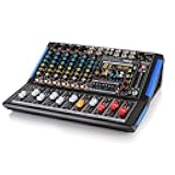 Pyle 8-Channel Bluetooth Studio Audio Mixer- DJ Sound Controller Interface w/ USB Drive for PC Recording Input, XLR Microphone Jack, 48V Power, RCA Input/Output for Professional & Beginners- PMXU88BT