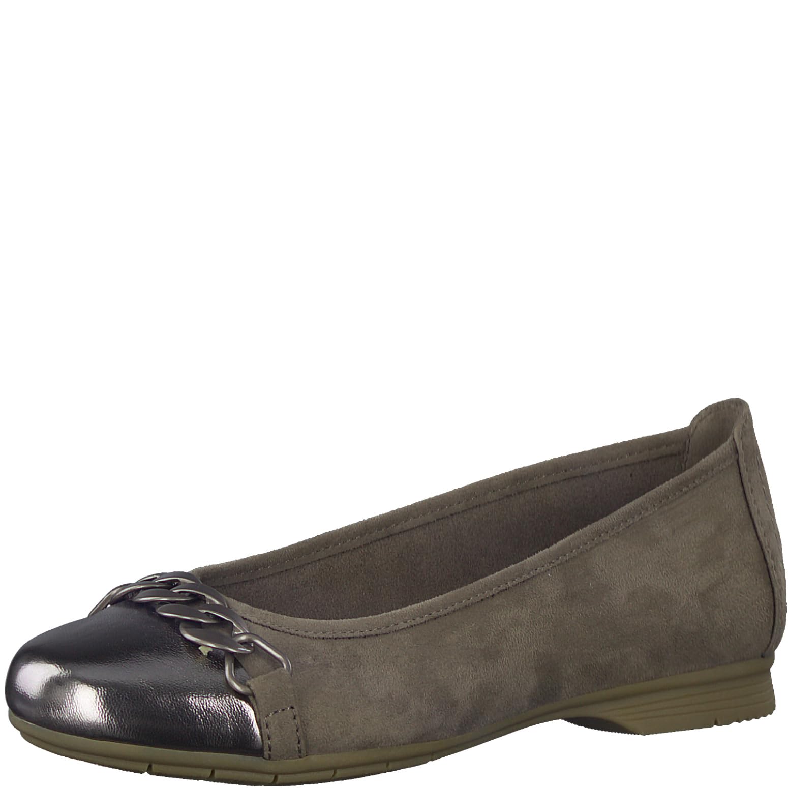 Jana Women’s Ballerinas with Toe Cap Vegan, Stone, 6 UK Grey