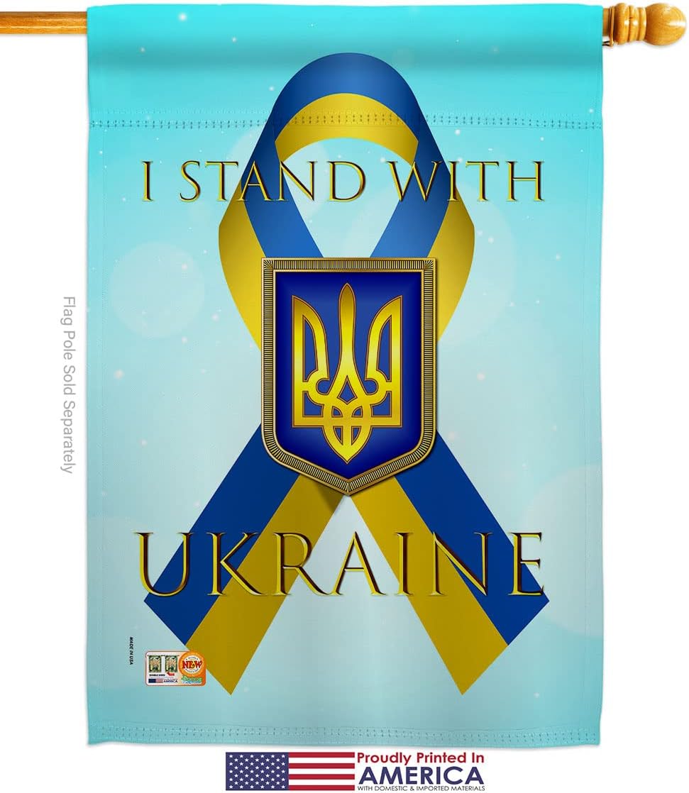 Stand with Ukraine House Flag Support Cause Small Decorative Gift Yard Banner Made In USA 28 X 40