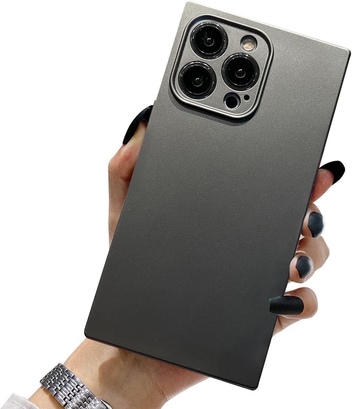 DAHAOGUO Case for iPhone 15 Pro Square Case Dark Gray Soft