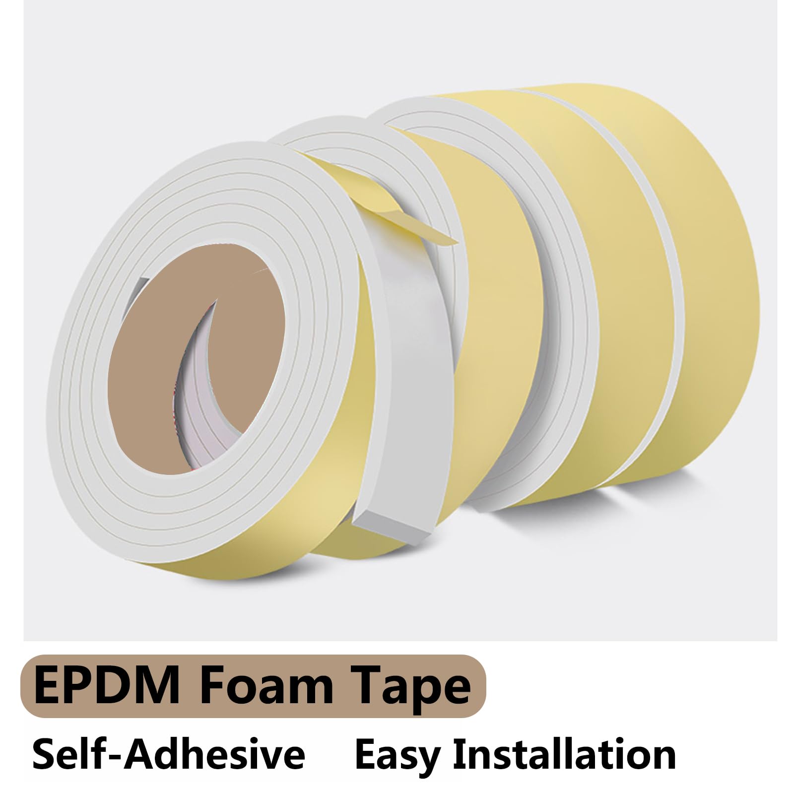 Cinta de espuma autoadhesiva para burletes, Cinta de espuma EPDM Tira sellado autoadhesiva 10 mm x (10-50)(10mmx20mm)