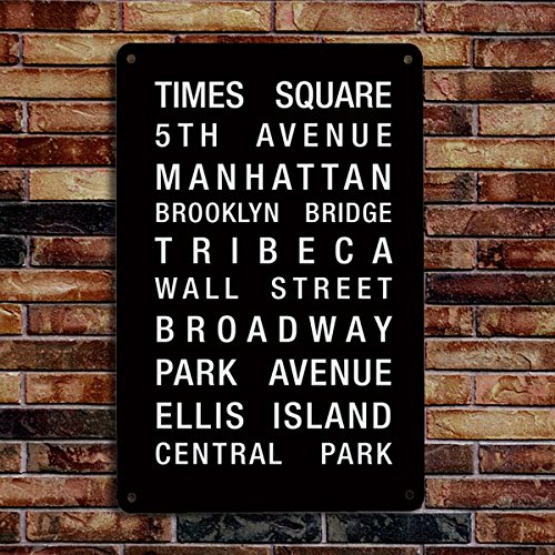 New York Bus Blind A4 rétro plaque en métal Porte Décoration murale Cover