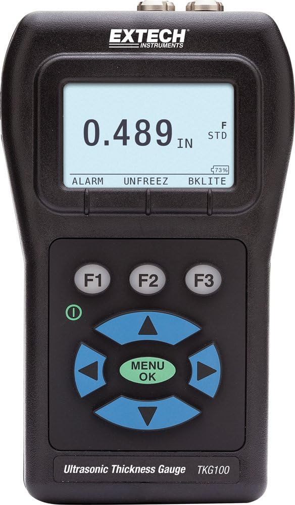 Extech TKG100 - Digital Ultrasonic Thickness Gauge - Measures 1.2 to 225 mm (0.047" to 8.86") on Metal & Plastic, Includes 2 Transducers, LCD Display, and Hard Case
