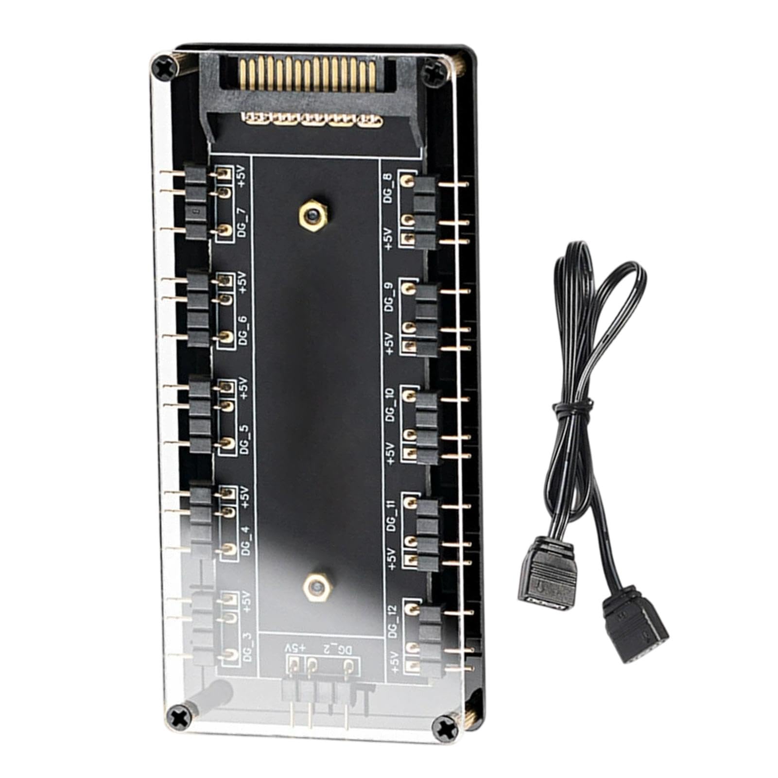 Controlador de tira de luz LED, controlador de luz ARGB, controlador de ventilador de PC, concentrador de ventilador RGB, concentrador de ventilador de PC, controlador de luz ARGB 10 en 1 para carcasa