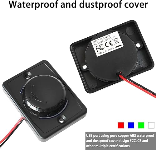 Miniatura 4 de Enchufe de cargador de auto dual USB con panel, toma de corriente de 3.1 A con tapa, adaptador de cargador rápido de coche de 12 V-24 V con