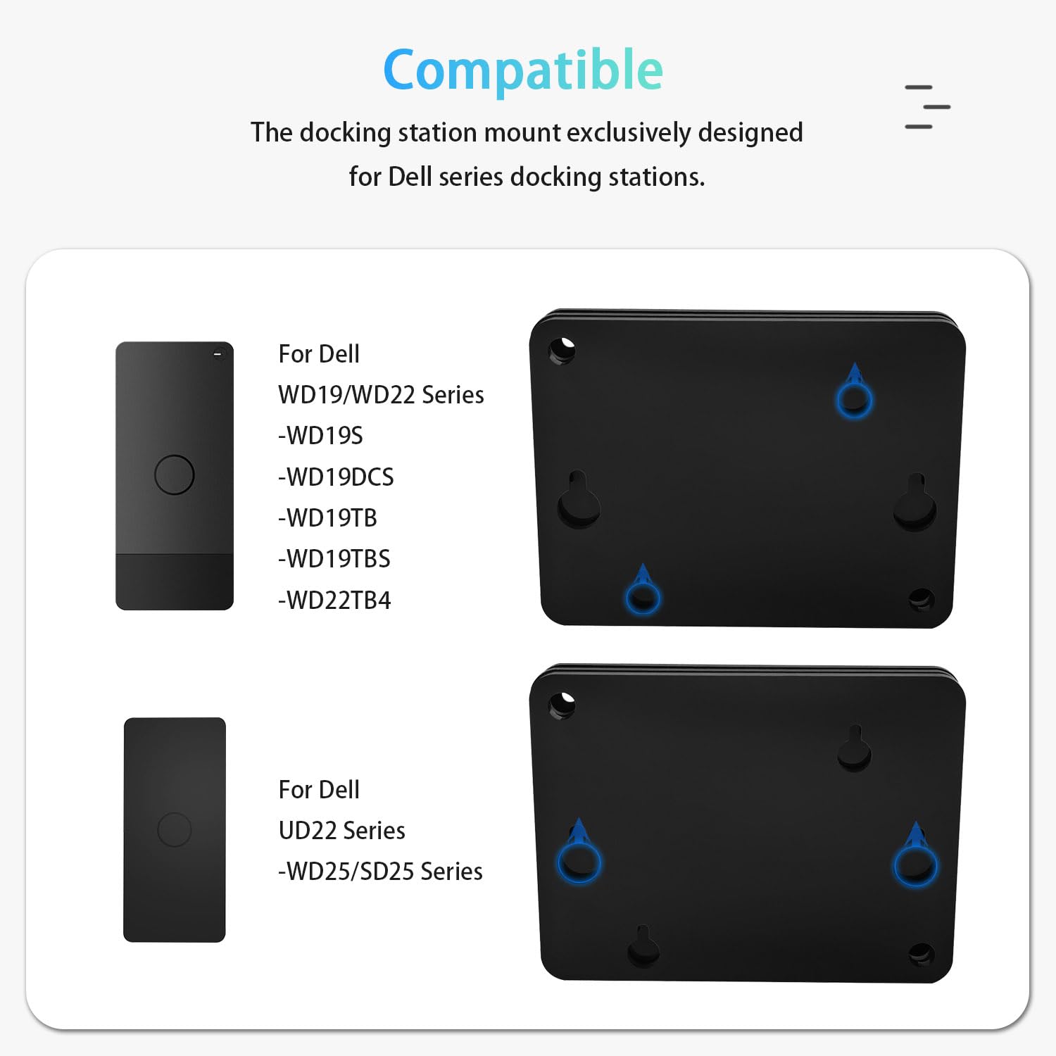 IFCASE Support mural pour station d'accueil Dell UD22, WD22TB4, WD19, WD19S, WD19TB, WD19TBS, WD19DCS avec support Power Brick (180 W/130 W) (noir)