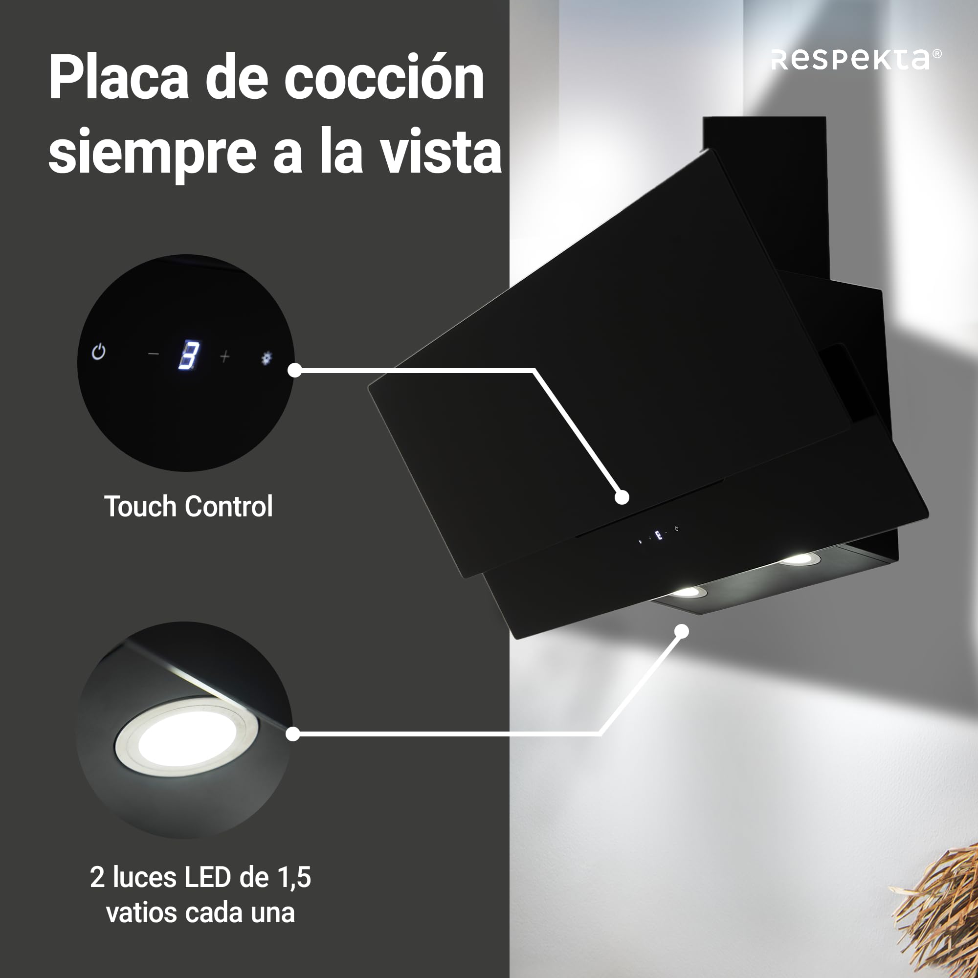 Respekta Campana inclinada, 90 cm, CH66038-90SAM, negro
