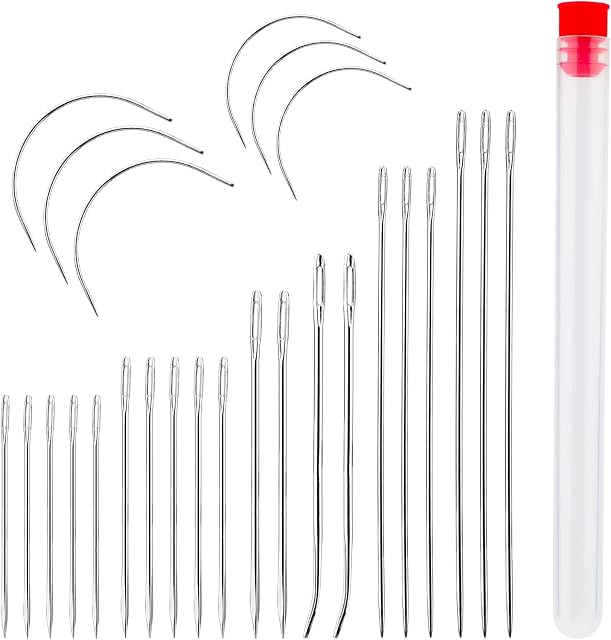 26 Pcs Hand Sewing Needles Set Stainless Steel Needles Embroidery Needles with Sewing Sharp Needles Sack Needles Curved Needles and a Storage Tube for Hand Sewing