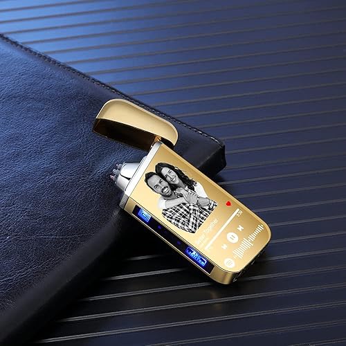 Miniatura 4 de Joyforisa Encendedor de canción con código de Spotify personalizado, encendedor de arco eléctrico a prueba de viento, interruptor táctil grabado