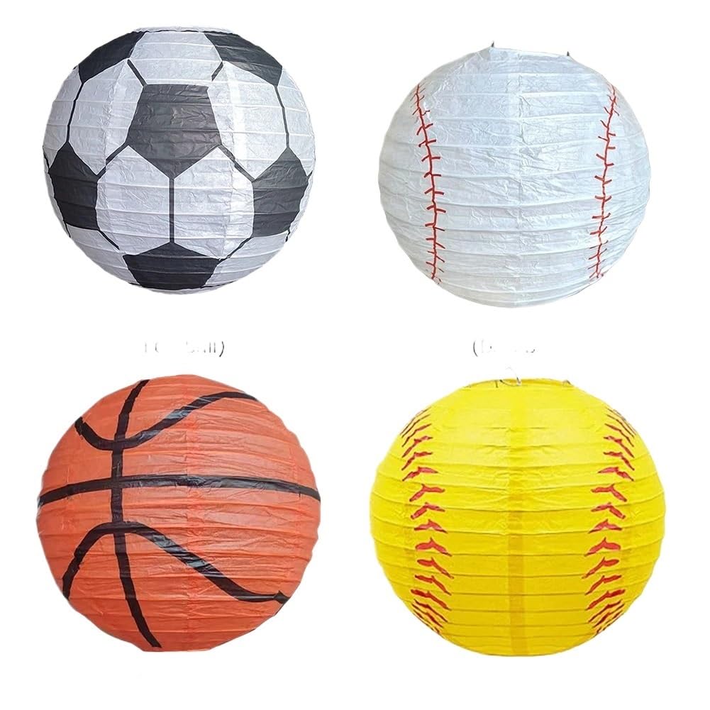 Paper Lanterns Ball Sports Theme Lantern Baseball/Basketball/Soccer Shape for Wedding Holiday Party Hanging Decor(Baseball)