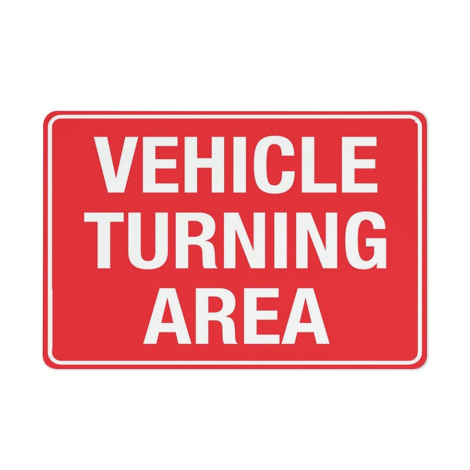 Vehicle Turning Area Warning Sign - 12"x8" Tin Plate, Wall Decor for Farm, Garden & Garage