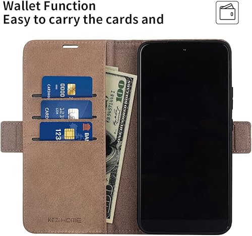 Miniatura 4 de KEZiHOME Funda para Galaxy S22+ Plus 5G, de piel auténtica, con función atril y ranura para tarjeta de crédito, bloqueo magnético, compatible con