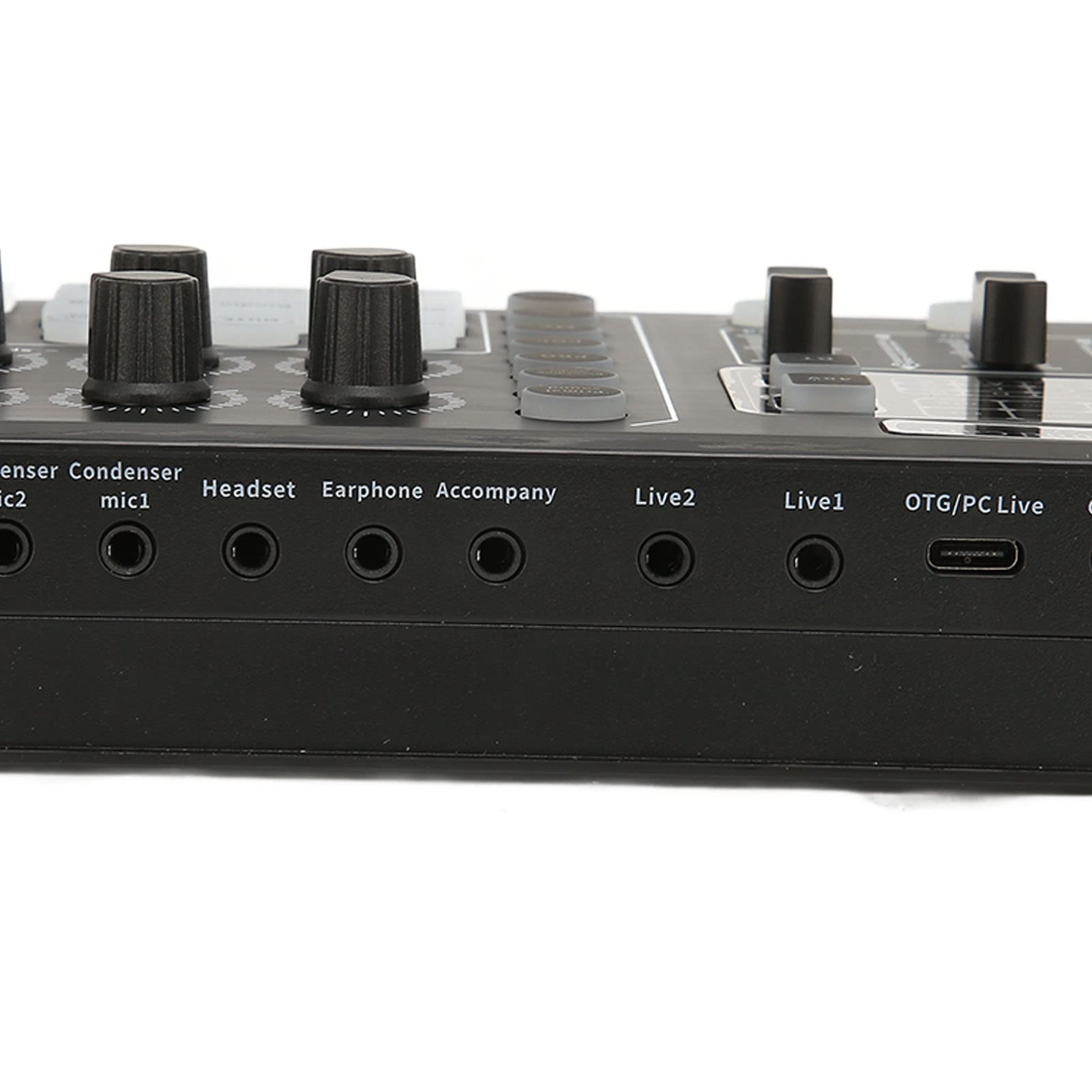 Goshyda Live-Soundkarte, Multifunktionaler Tragbarer Audio-Mixer, DJ-Sound-Mischpult mit Rauschunterdrückung, Voice-Changer-Sound-Mixer-Board, für Live-Streaming, PC, Aufnahmestudio und Spiele