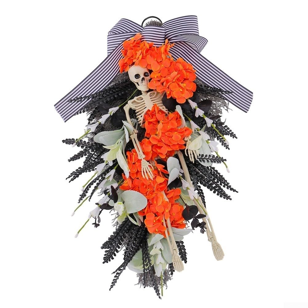 Guirnalda Espantosa Calavera y Flores para Fiesta Terror
