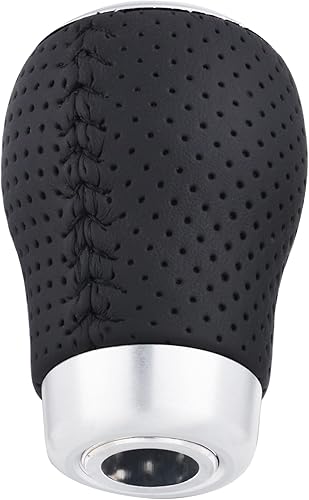 Miniatura 5 de Arenbel Pomo de palanca de cambios manual de 5 velocidades, mango de palanca de cambios de cuero cosido negro, repuesto para la mayoría de camiones