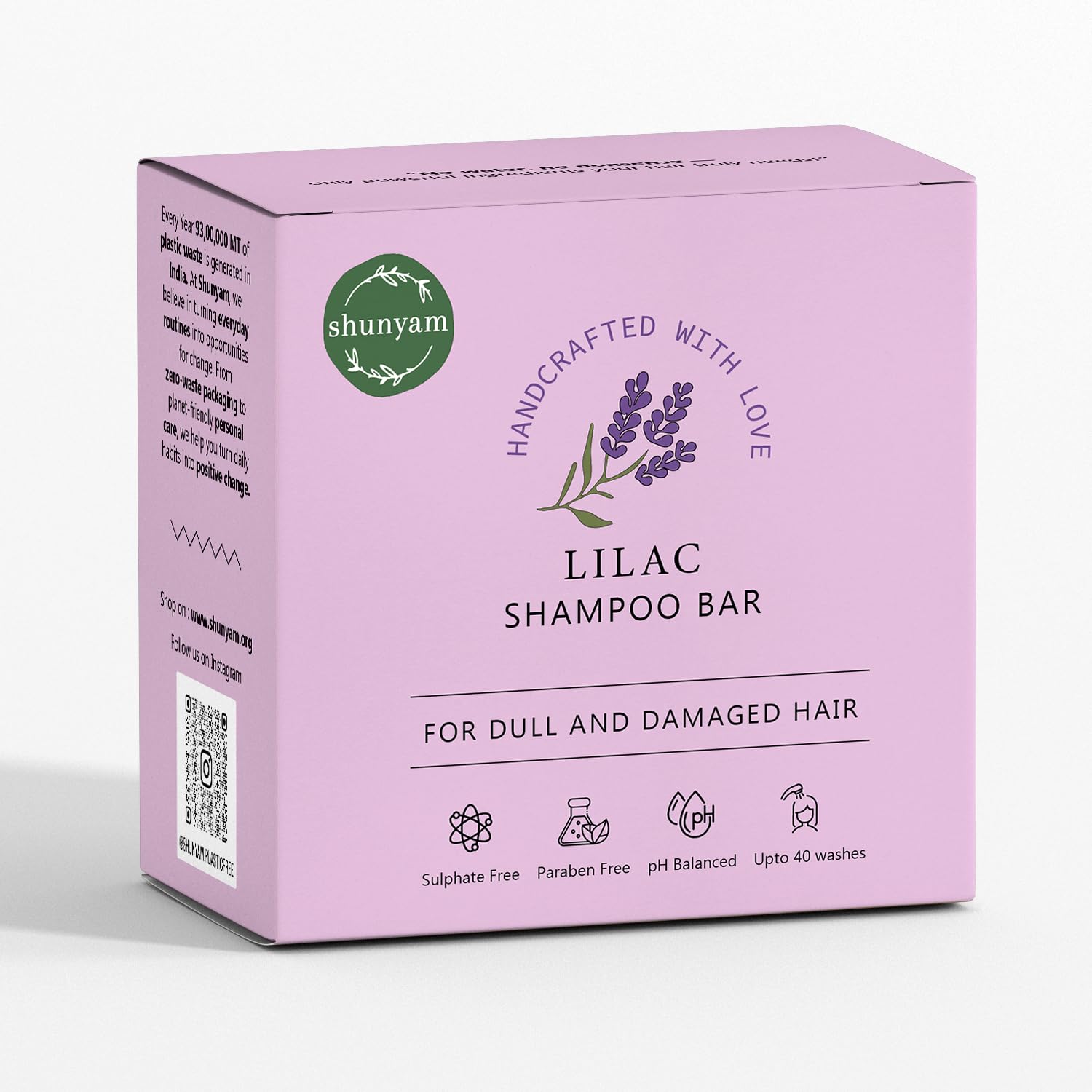 Shunyam Shampoo Bar for Dull Hair - Coconut Oil, Lavender & Eucalyptus Essential Oils, Glycerine | SLS Free, Nourishing & Natural Hair Care, Eco-Friendly, Vegan, Lilac 70g-image-24