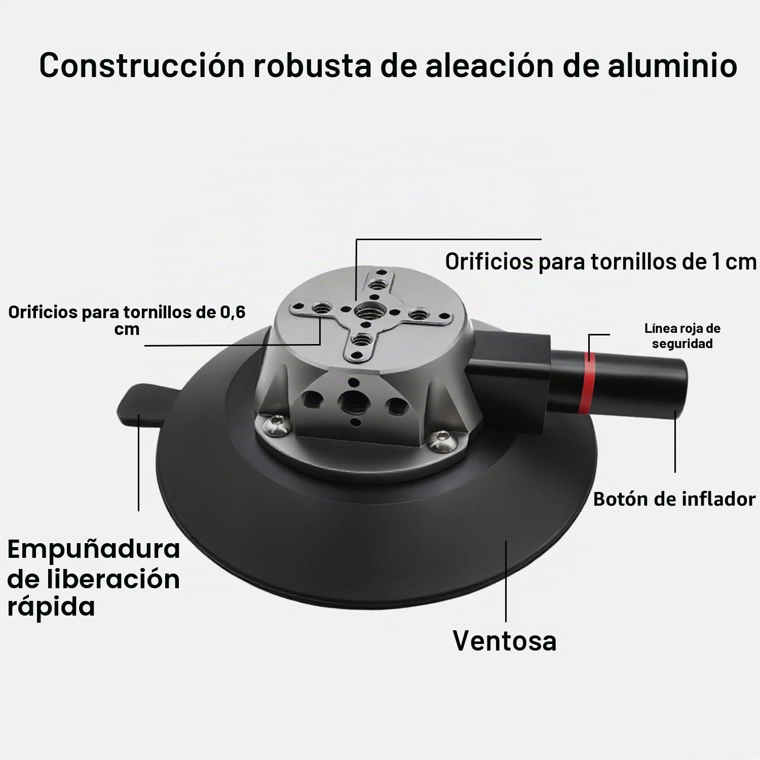 6" Coche DSLR Cámara Ventosa Soporte Ventana Alta Resistencia | Ventosa 50kg/110lb, Triple Cierre, 70mph, Roscas 1/4&3/8, con DSLR Acción Cámara , Aluminio Antivibración, Montaje Rápido
