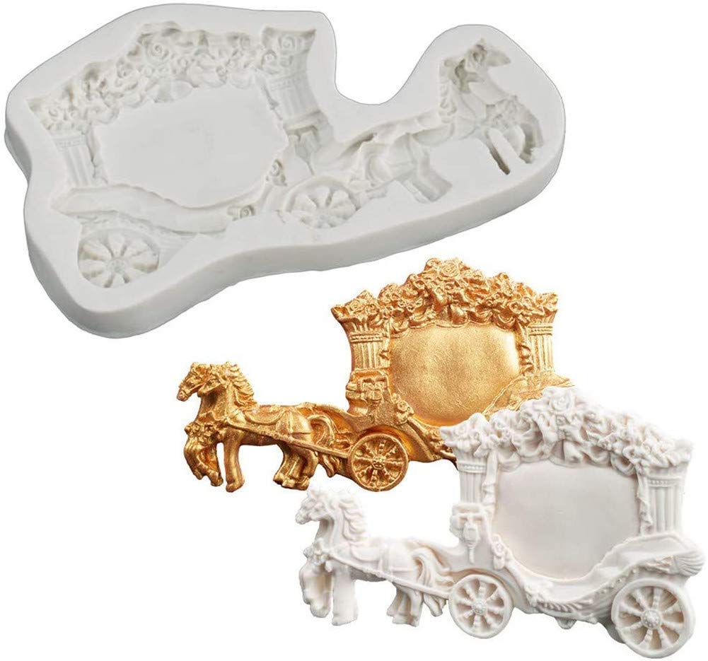Dubens Horse Carriage Silicone Fondant Mould Romantic Sugarcraft Wedding Cake Decorating Gum Paste Tools Candy Chocolate Polymer Clay Mould
