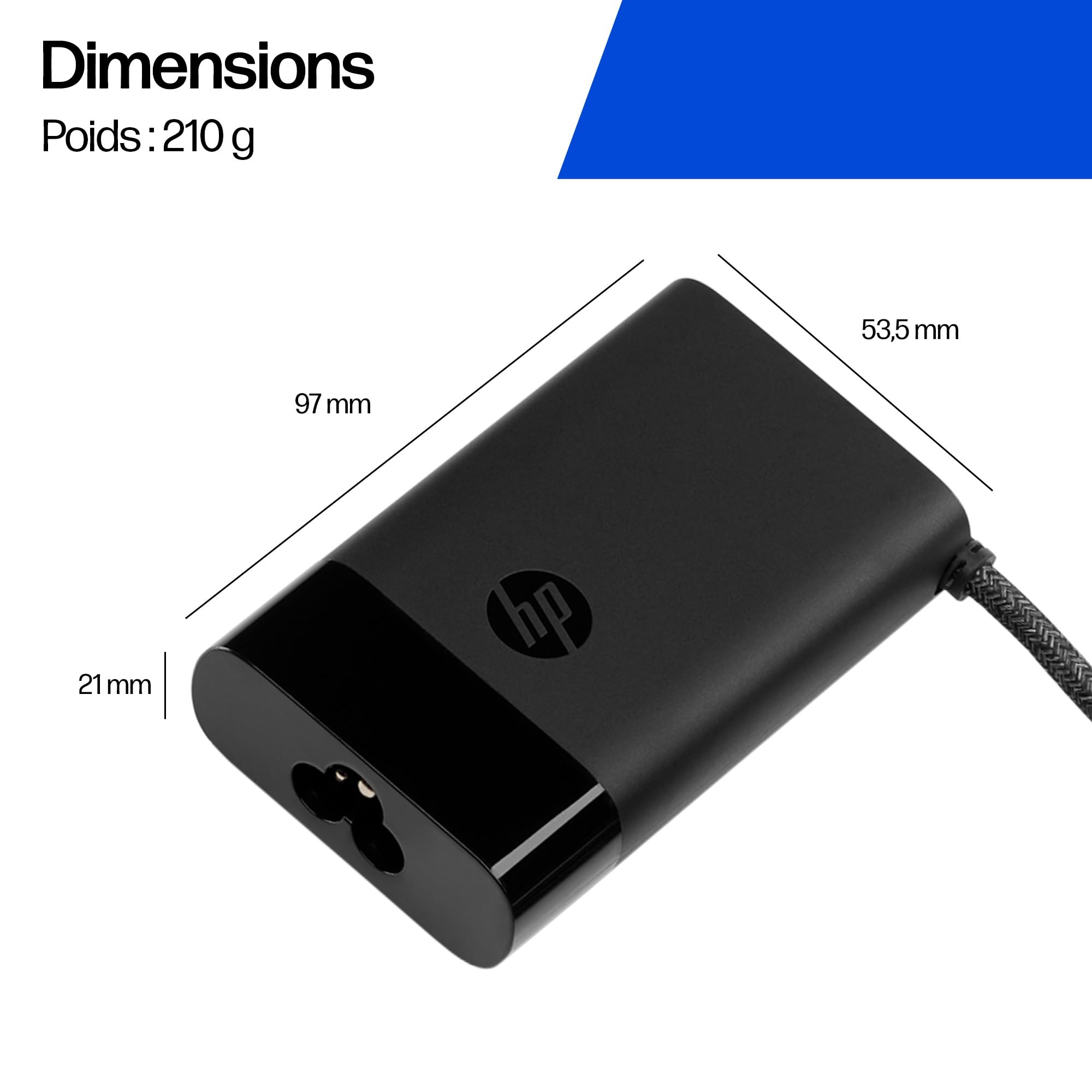 HP Alimentation pour Ordinateur Portable USB-C GaN 65 W, Compatible avec Les PC HP équipés d'un Port USB-C, Noir