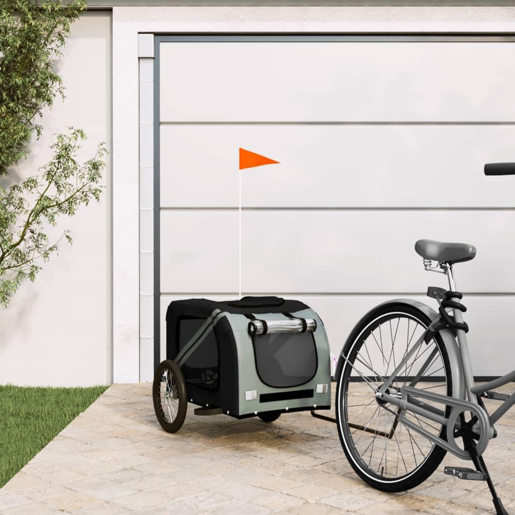 Remorque de vélo pour animaux de compagnie noir et gris