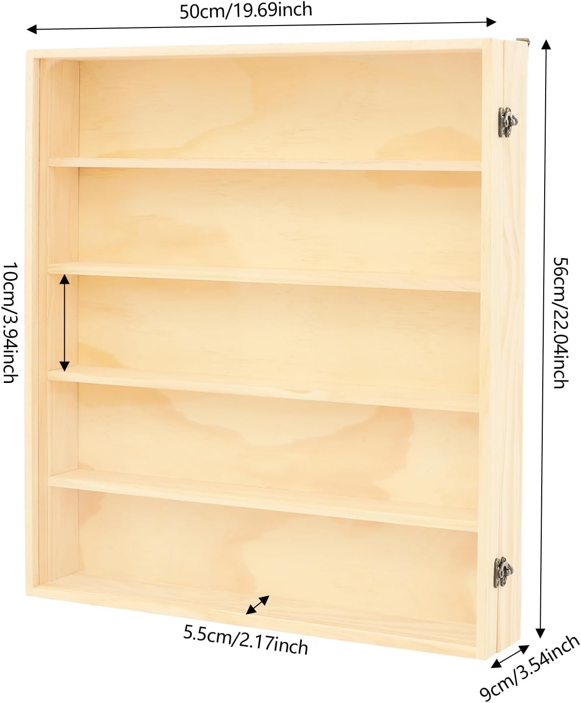 Wall Display Cabinet with Clear Door, 5 Tiers Wood Collection Display Case Wall Mounted Display Shadow Box for Collectible Action Figure