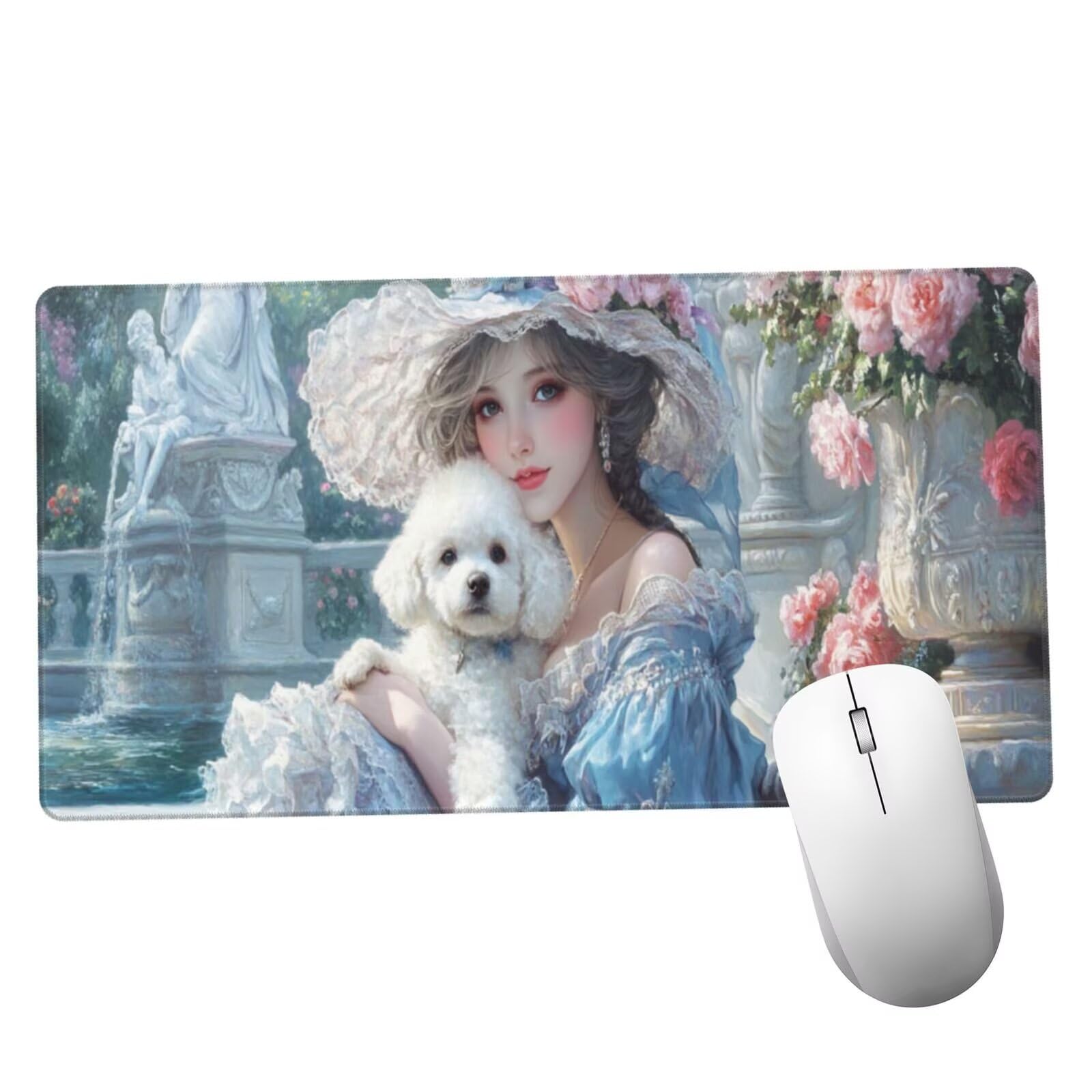 Księżniczka XXL Podkładka na biurko dla psa 1600 x 800 x 3 mm zmywalna mata biurkowa do gier, biurko pod biurko z antypoślizgową gumową podstawą dla graczy, personel biurowy Y1479
