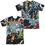 Justice League DC Retro Crisis on Infinite Earths Adult 2-Sided Print T-Shirt Black