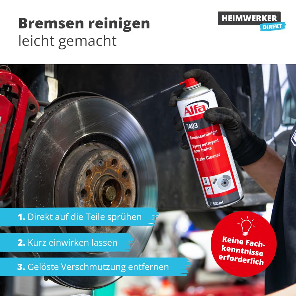Alfa Bremsenreiniger 500 ml Profi-Qualität Premium-Reiniger Bremsen Spray kraftvoll rückstandsfrei