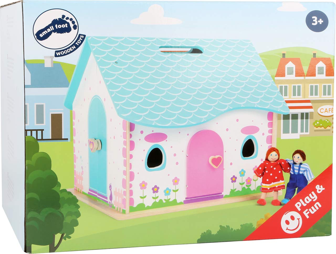 small foot Puppenhaus zum Aufklappen, Rollenspiel für Kinder, aus Holz, inkl. 2 Biegepuppen, ab 3 Jahren. Art-Nr. 10737
