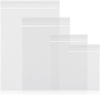 Small Plastic Bags, 400pcs Zipper Lock Bags 4 Assorted Sizes 2x2 2x3 3x4 3.9x5.2 inch Clear 2 Mil Reclosable Zipper Storage Baggies for Daily Vitamin, Jewelry, Candy 2x2 inch/2x3 inch/3x4 inch/3.9x5.2 inch