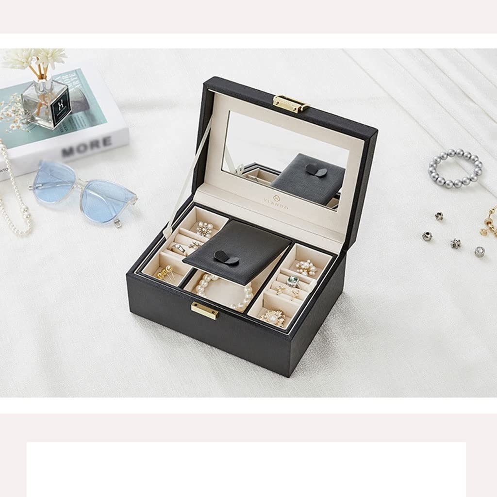 Jewelry Box Organizer Jewelry Box Storage Box Cosmetic Box Ring Earring Necklace Bracelet Watch Small Jewelry Storage Box Built-in Flocking Jewelry Organizer Small (A)