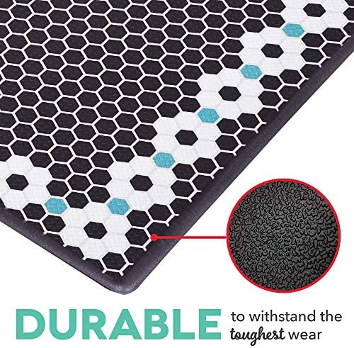 Dash Wellness Mat, Anti Fatigue Comfort Floor Mat - Perfect for Standup Desks, Kitchens, and Garages - Relieves Foot, Knee, and Back Pain - Black Flower Tile Print, 20